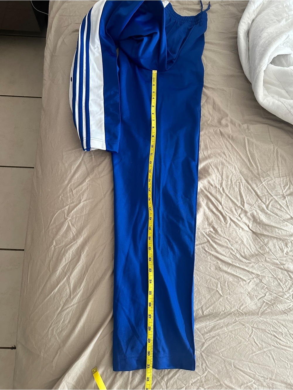 Adidas Blue Track Pants with Classic White Stripes - Picture 10 of 10
